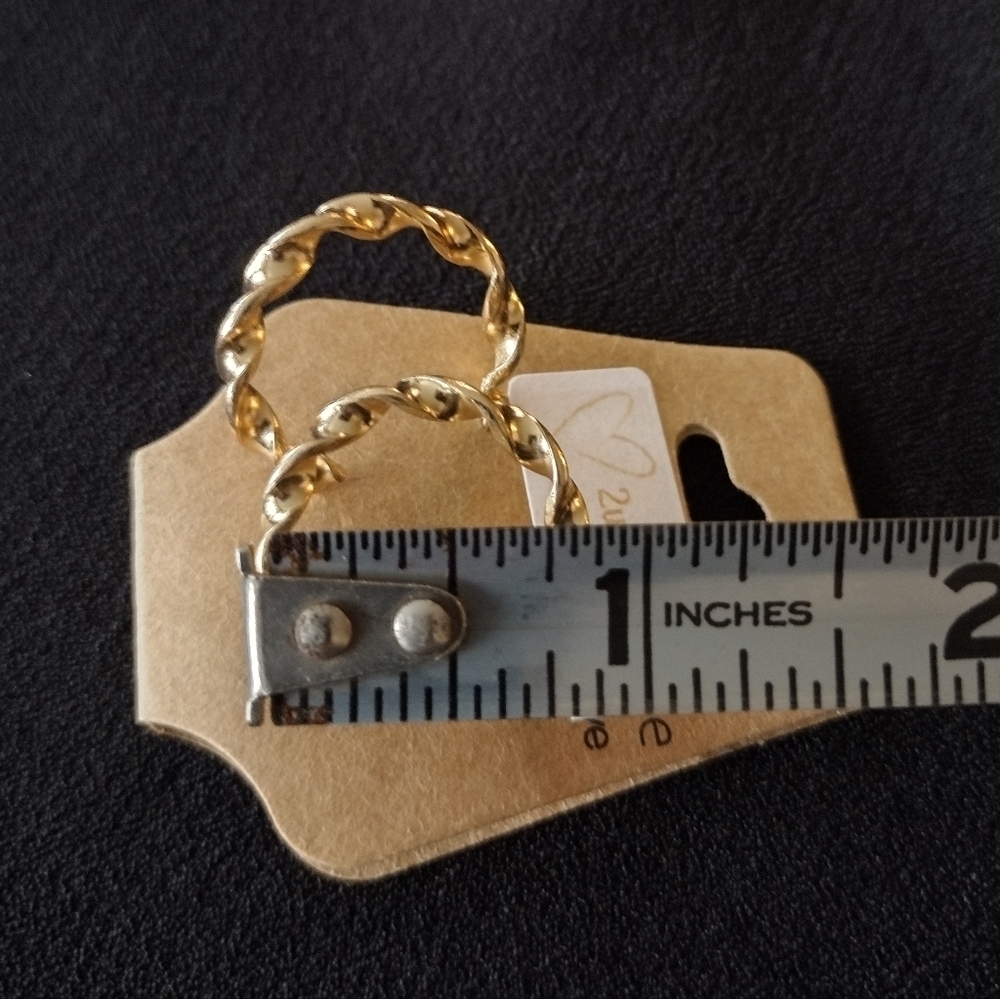 Gold Twisted Hoop Earrings NWT - Picture 5 of 5